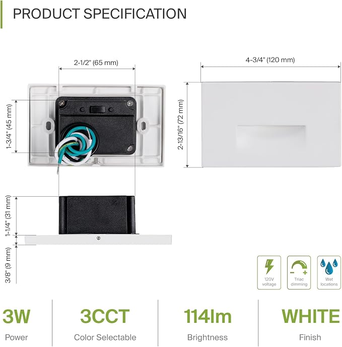 ASD LED Recessed Step Light Fixture, Outdoor & Indoor Stair Tread Lighting | - Image 2