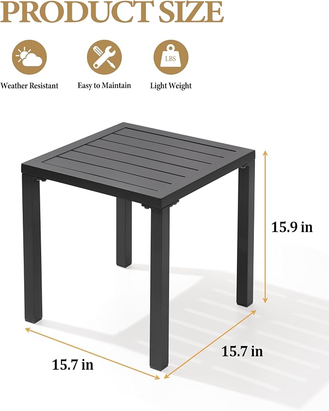 Crestlive Products Aluminum Outdoor Side Table Set of 2, Pool Lounge Chair Side - Image 3