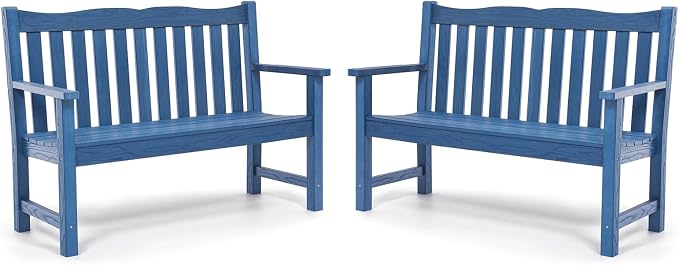 Stoog Outdoor Benches Set of 2, 2-Person All-Weather HIPS Garden Bench by Stoog