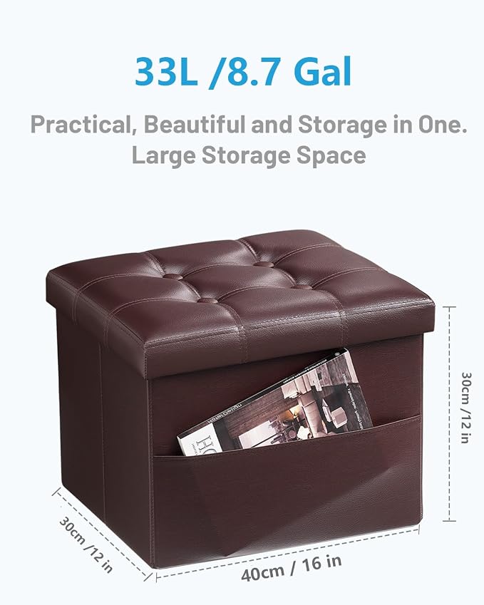 AmasSmile Storage Ottoman Folding Foot Rest Stool - Image 3