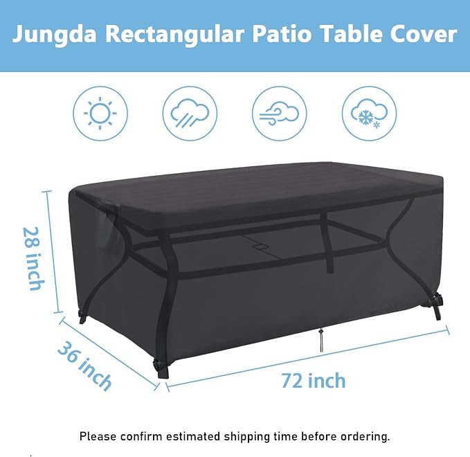 Outdoor Dining Table Cover, 72 Inch Rectangle Patio Dining Table Covers - Image 2