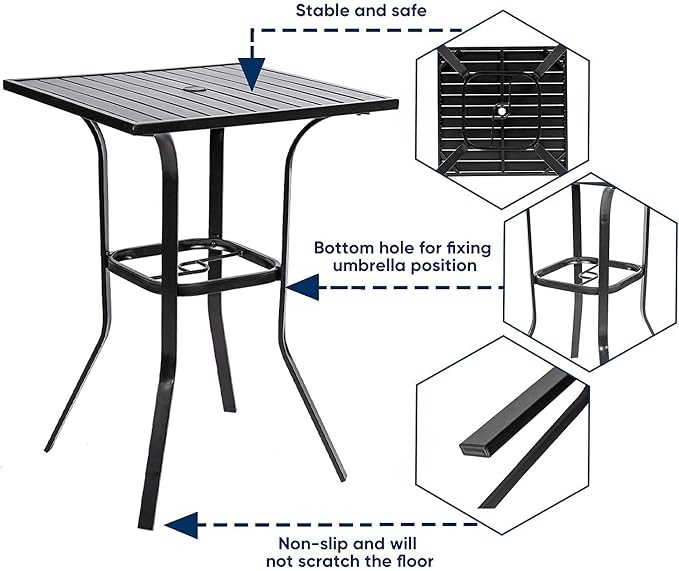 Patio Bar Table, Outdoor Bar Height Bistro Table - Image 6