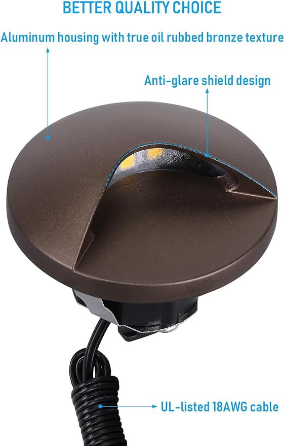 LEONLITE 12-Pack Recessed Low Voltage LED Deck Light Anti-Glare, 12-24V AC/DC - Image 4