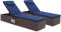 Tangkula Patio Chaise Lounge Set of 2, Outdoor Rattan Lounge Chair by TANGKULA