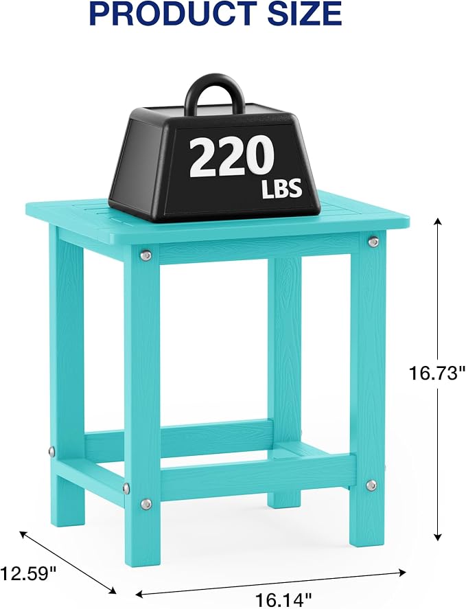YEFU Outdoor Side Table for Patio: 16" HIPS Weather - Image 3