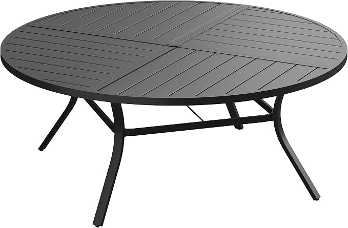 VICLLAX 63" Round Outdoor Table, Patio Dining Table by HOME