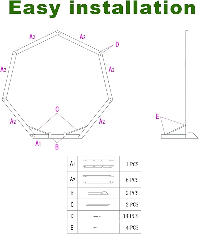 7FT Wedding Arch, Heptagonal Wood Arch - Image 5