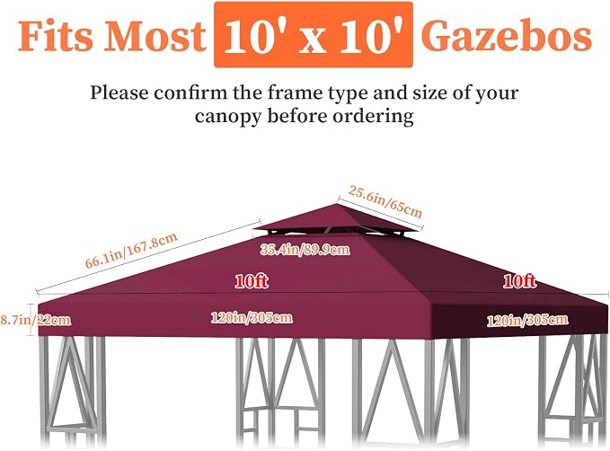 Gazebo Canopy Replacement 10x10ft Outdoor Shelter - Image 5