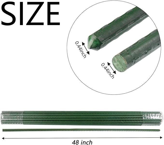 Garden Plant Stakes 48 Inch 4Ft Steel Plant Stick Support, 25 Pack Tomato Stakes - Image 3