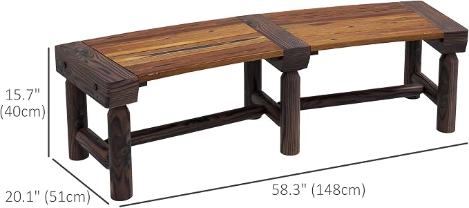 Outsunny Wooden Garden Bench, Semicircular Round Outdoor Tree Bench, Wrap - Image 3