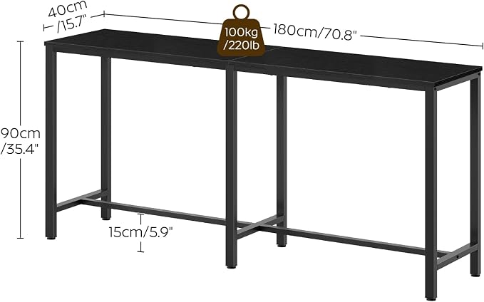 70.8" Long Bar Table, Counter Bar Height Table, High Top Table, Rectangular - Image 7