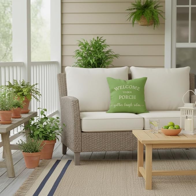 PANDICORN Welcome to Our Porch Stay Awhile Outdoor Decorative Throw Pillow - Image 3