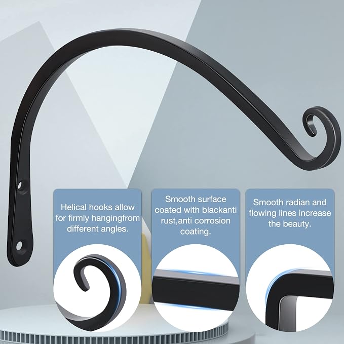 Gtongoko 2 Pack 12 Inch Plant Hangers Outdoor Metal, Plant Hooks - Image 3