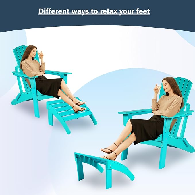 Aoodor Outdoor Adirondack Ottoman, Weather-Resistant HDPE Footrest - Image 8