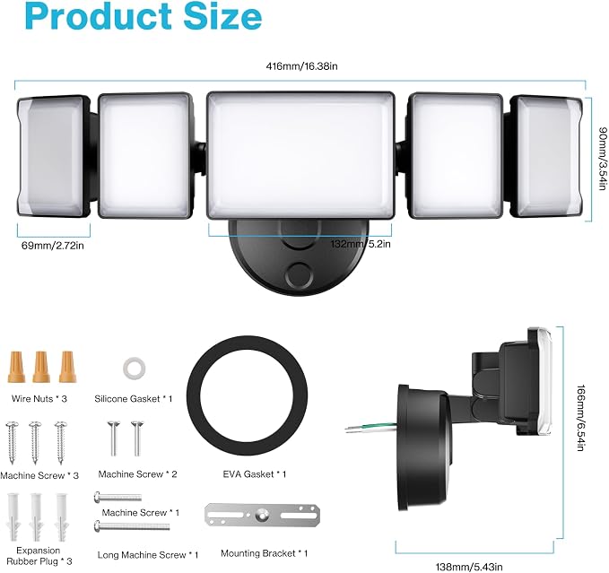 Olafus 130W Flood Light Outdoor, Switch Controlled 13000LM LED Security Light - Image 7