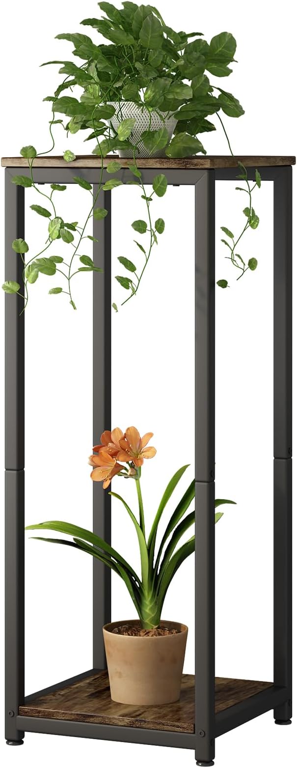 Plant Stand Indoor Corner Tall 2 Tier Metal Modern Flower Storage Plant Shelf by YIZAIJIA