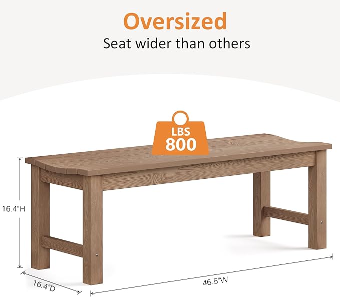Outdoor Bench Set of 2, 2-Person Patio Backless Benches, HIPS Weatherproof - Image 3