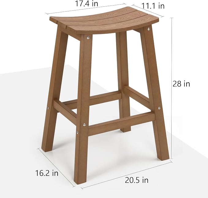 All-Weather Bar Stools Set of 2, Looks Like Real Wood, - Image 3