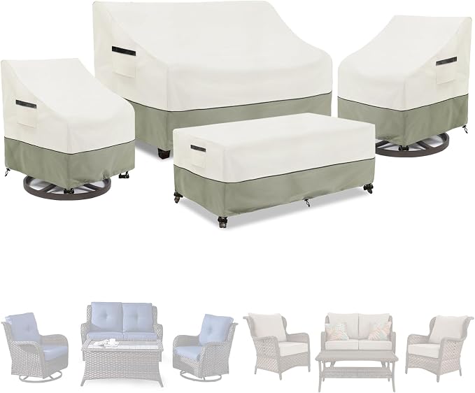 Patio Furniture Covers 4 Piece Set, 600d Heavy Duty Outdoor Furniture Covers by LSongSKY