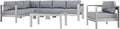 Modway Shore 6-Piece Aluminum Outdoor Patio Sectional Sofa Set in Silver Gray by Modway