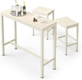 Outdoor Bar Height Table and Chairs Set, 3 Piece Patio Pub Bar Set by COZYMAN