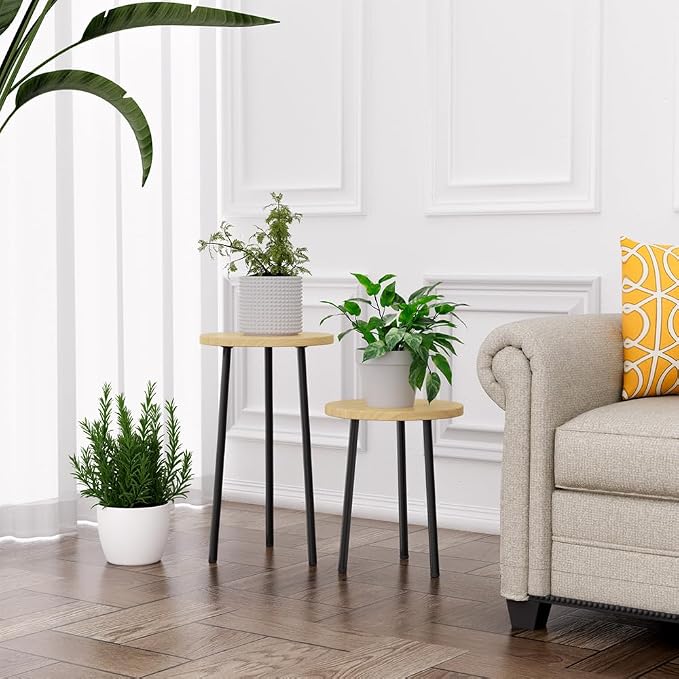 Plant Stand Indoor Tall: Corner Wood Plant Stand 2 Pack Mid Century Modern Decor - Image 6