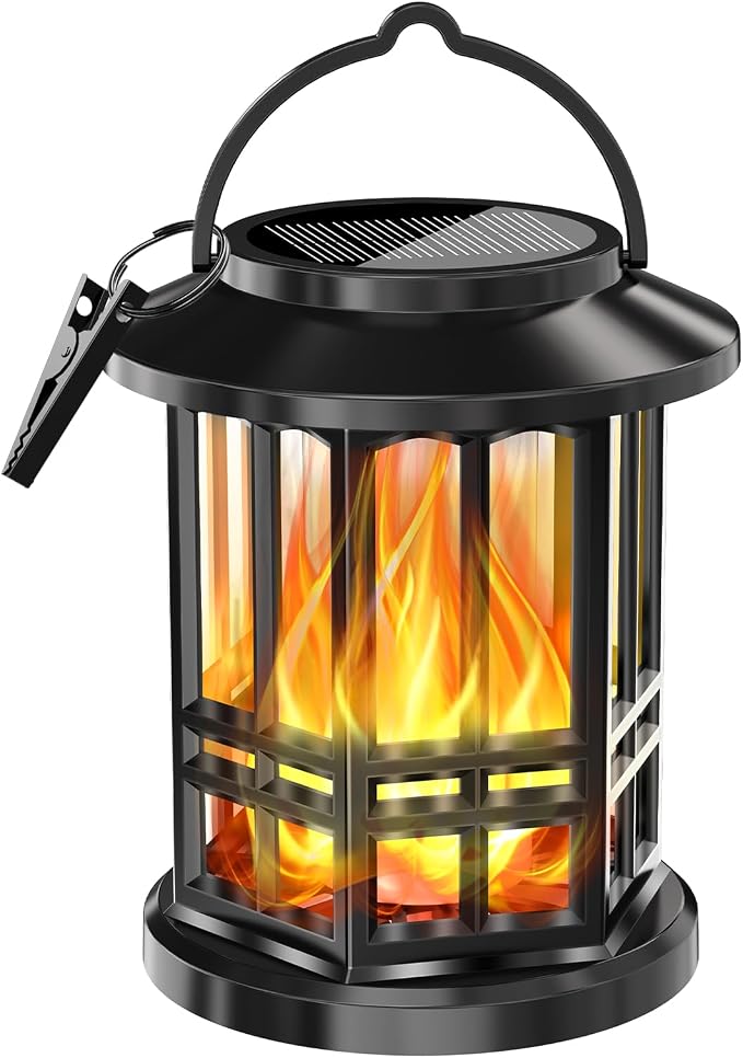 Solar Lanterns Outdoor Waterproof, Flickering Flame Landscape Lanterns by Fatpoom