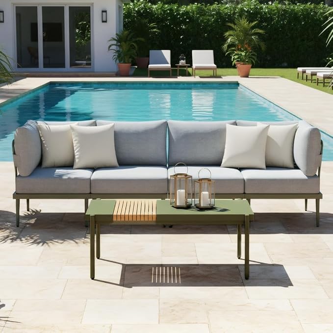 Sundale Outdoor 5 Pieces Patio Furniture Set, Metal Sectional Sofa Patio - Image 3