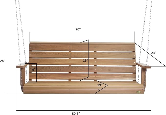 All Things Cedar PS70-SW10 Premium Porch Swing | 6Ft Outdoor Furniture & Patio - Image 4