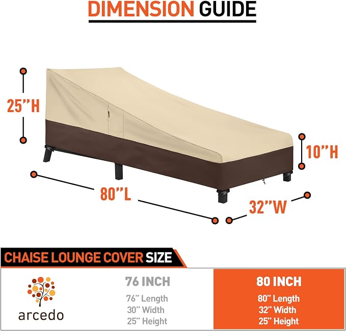 Arcedo Waterproof Patio Chaise Lounge cover, heavy duty Lounge Chair Covers - Image 7