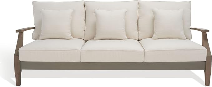 SAFAVIEH Outdoor Couture Collection Martinique Light Grey/Beige Solid Wood by SAFAVIEH