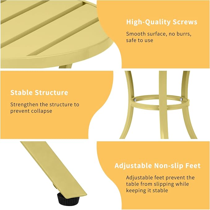 VINGLI Outdoor Side Table, Small Metal Patio End Table, Outdoor Round Table - Image 4