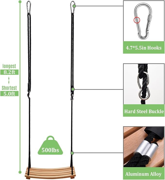 Taeku Adult Tree Swing, Hanging Beech Wood Swings - Image 3
