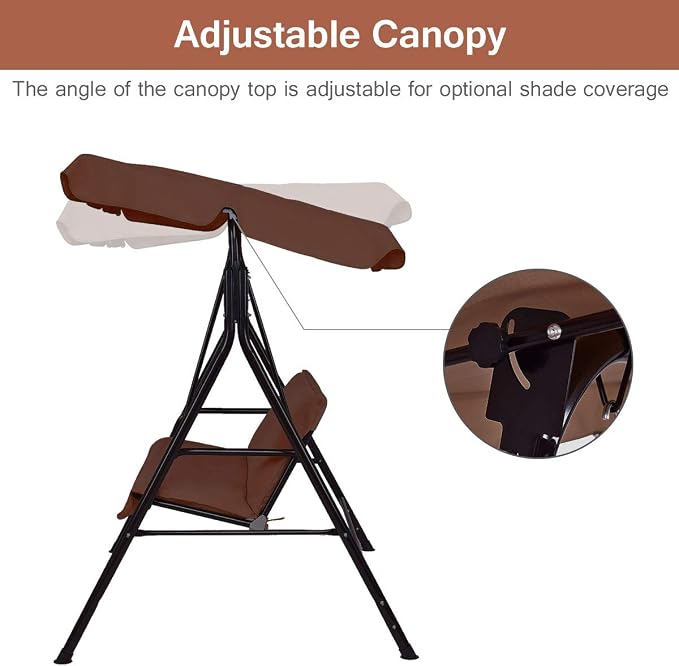 Tangkula 2 Person Porch Swing, Outdoor Swing - Image 8