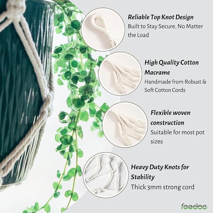 3 Pack Macrame Plant Hanger Indoor Hanging Planter - Image 3