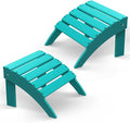 BRIOPAWS Adirondack Ottomans | Folding | Set of 2 | HDPE Plastic | Aqua Outdoor by BRIOPAWS