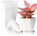 InmeRun Plant Pots Indoor Plastic Flower Pots Outdoor 7 inch Set of 12 Pack by InmeRun