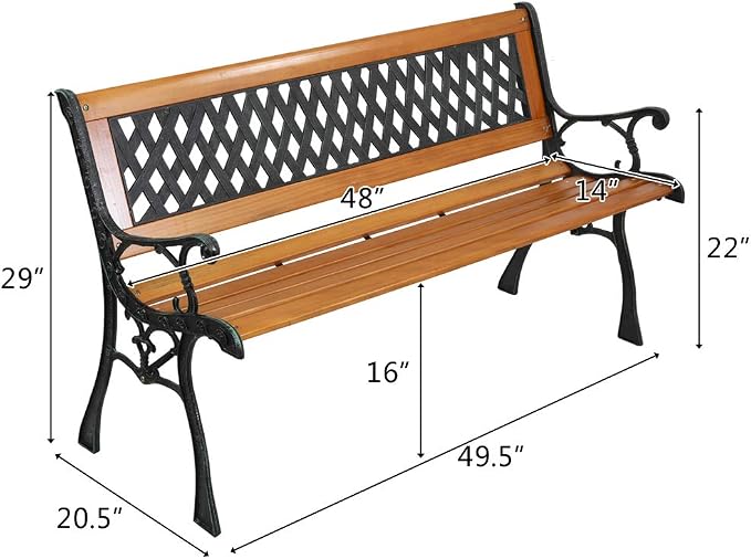 Patio Bench, Outdoor Garden Bench Park Bench, Patio Bench Chair - Image 3