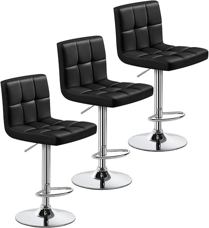 Yaheetech Bar Stools Set of 3, Adjustable PU Leather Swivel Barstools, Modern by Yaheetech
