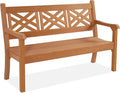 Psilvam 63''W All-Weather Poly Lumber Outdoor Bench – Teak Color, 3-Person by PsilvamGardenFurniture