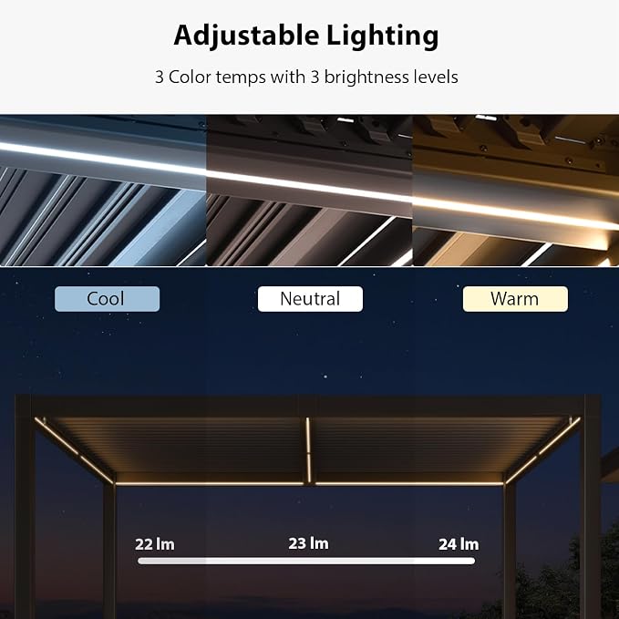 PURPLE LEAF 10' x 12' Outdoor Louvered Pergola Aluminum Pergola - Image 3