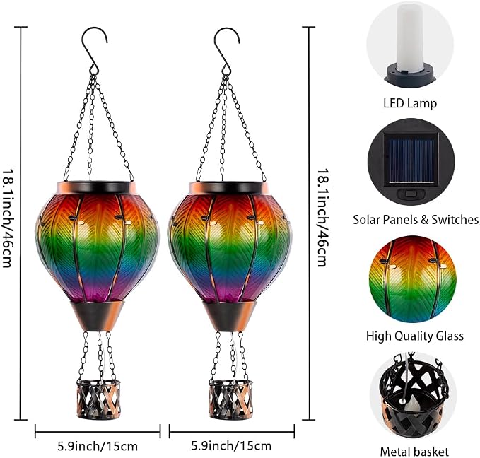 Starsoul 2PCS Hot Air Balloon Solar Lantern Colorful Solar Hot Air Balloon - Image 4