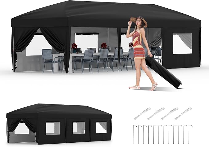 10x30 Pop Up Canopy with 8 Sidewalls by GarveeLife
