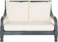 SAFAVIEH Outdoor Collection Pomona Ash Grey Solid Wood/Beige Lounger Bench Sofa by SAFAVIEH