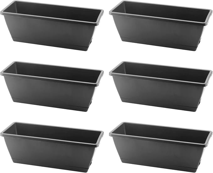 LEXININ 6 Pack 17 Inch Black Plastic Rectangular Window Planter Box, Window by LEXININ