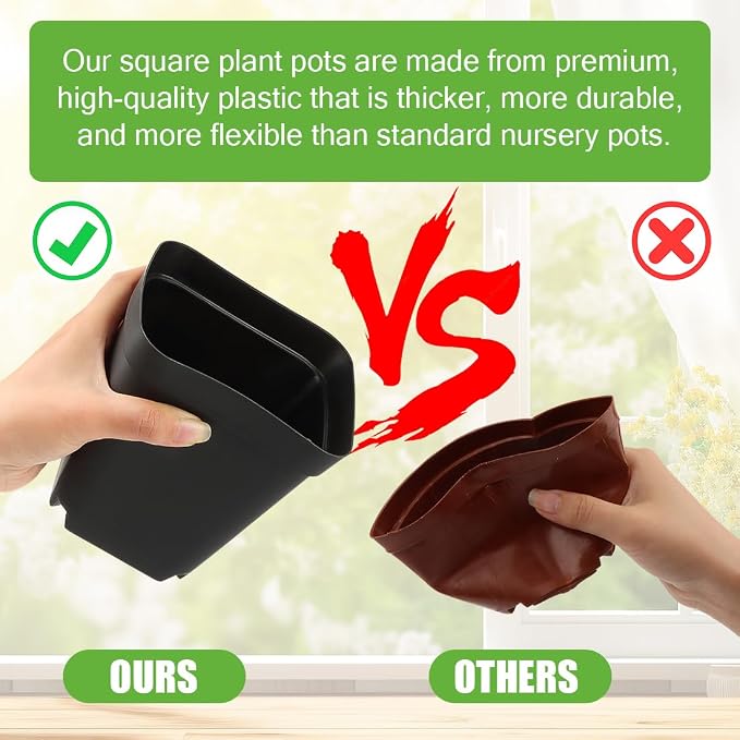 Square Nursery Pots 5.5 Inch, Plastic Plant Pot - Image 4