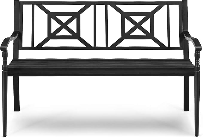 S AFSTAR Outdoor Garden Bench, Metal Porch Bench Seat - Image 9