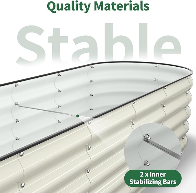 Kesfitt Raised Garden Bed, Metal Galvanized Steel Oval Garden Bed 8x2x1.5 ft - Image 8