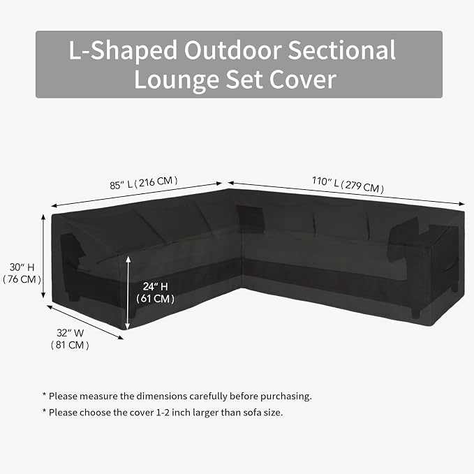 Easy-Going 600D Patio L-Shaped Sectional Sofa Cover - Image 6