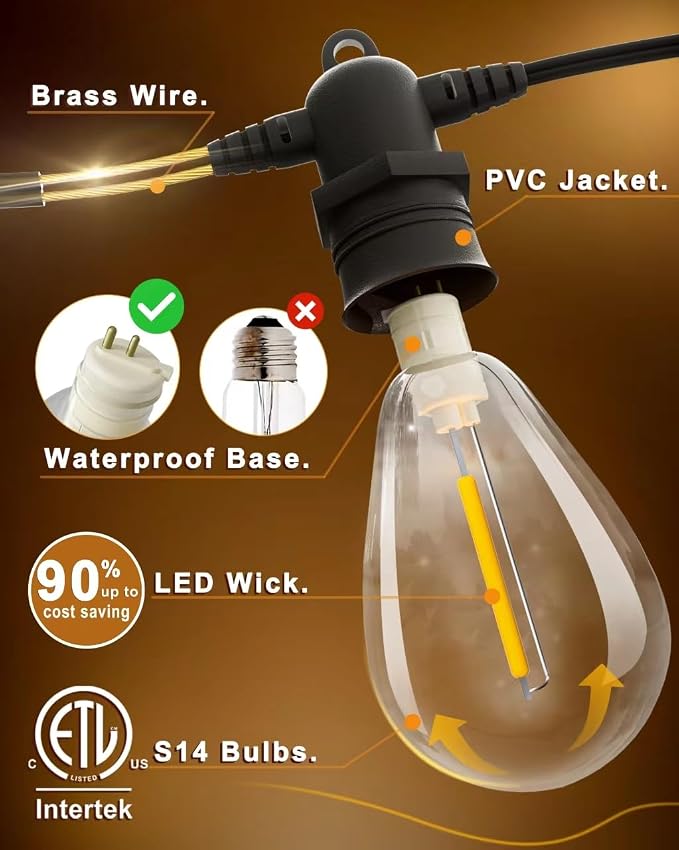 60FT LED Outdoor String Lights - Image 2